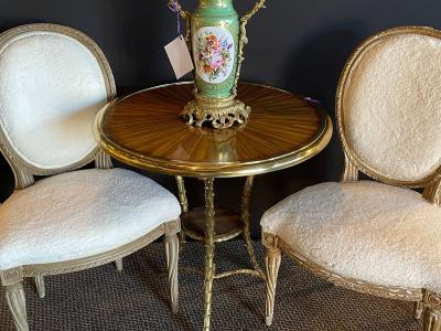 Pair of Jansen Distressed Sherpa Upholstered Side Chairs