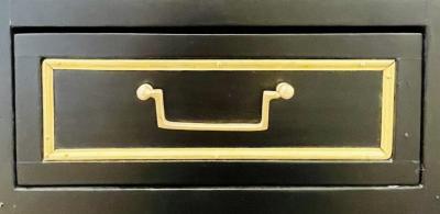 Pair of Jansen Inspired Marble Top Galleried Ebonized End Tables Nightstands