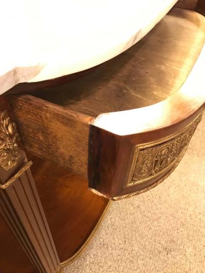 Pair of Jansen Style Marble Top Bronze Mounted Consoles
