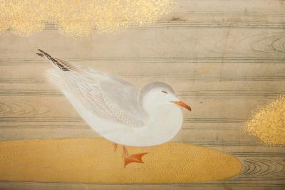 Pair of Japanese 6 Panel Screens Unusual and Rare Audubon Painting of Waterfowl