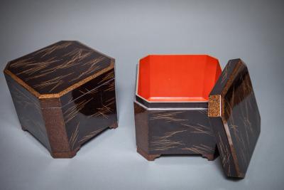 Pair of Japanese Black Lacquer Boxes