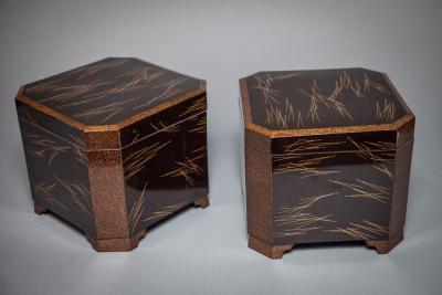 Pair of Japanese Black Lacquer Boxes