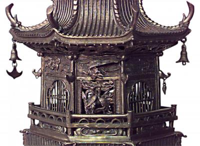 Pair of Japanese Bronze Elephant Pagoda Figures