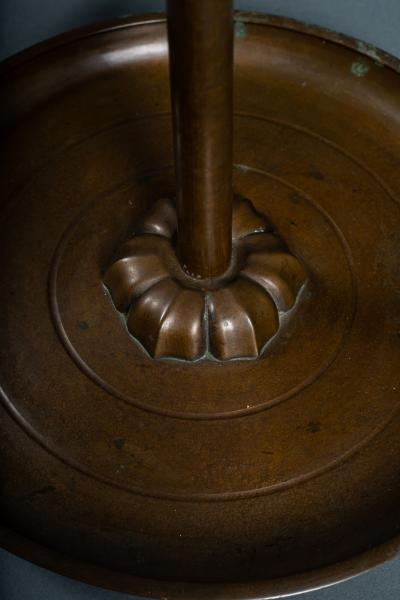 Pair of Japanese Bronze Tray Base Candlesticks