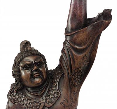 Pair of Japanese Carved Teak Samurai Figure Table Lamps