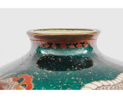 Pair of Japanese Cloisonn Enamel Dragon Vases Attributed to Honda Yasaburo