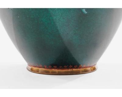 Pair of Japanese Cloisonn Enamel Dragon Vases Attributed to Honda Yasaburo