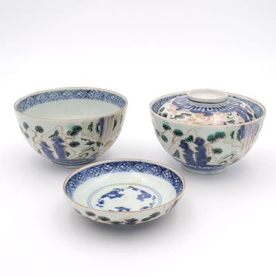 Pair of Japanese Imari Porcelain Covered Bowls circa 1880