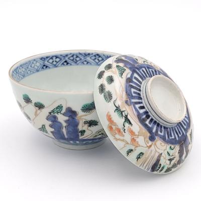 Pair of Japanese Imari Porcelain Covered Bowls circa 1880