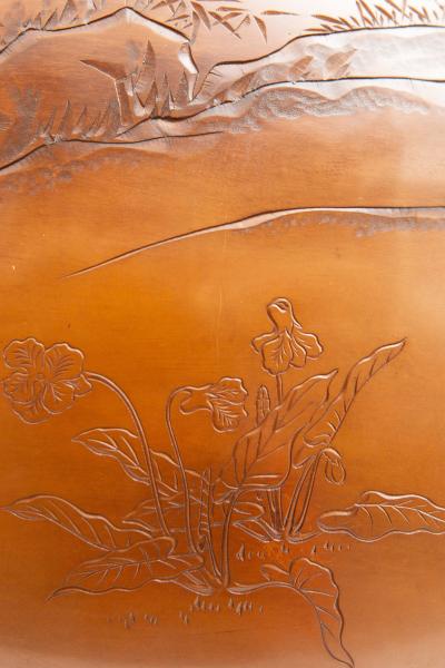 Pair of Japanese Large Bronze Vases with Turtles and Cranes