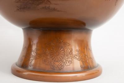 Pair of Japanese Large Bronze Vases with Turtles and Cranes