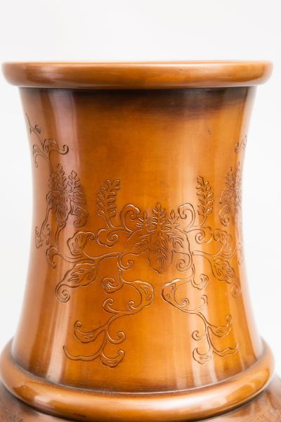 Pair of Japanese Large Bronze Vases with Turtles and Cranes