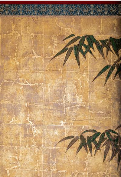 Pair of Japanese Six Panel Screens Bamboo Forest on Gold
