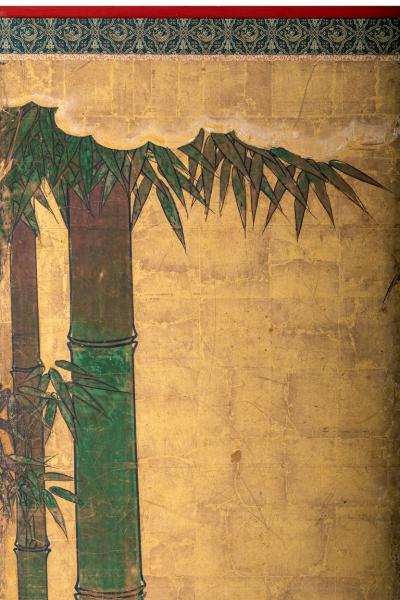 Pair of Japanese Six Panel Screens Bamboo Forest on Gold