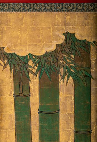 Pair of Japanese Six Panel Screens Bamboo Forest on Gold