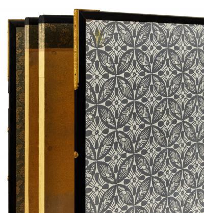 Pair of Japanese Six Panel Screens Chinese Mountain Village