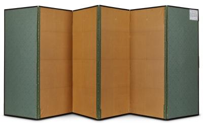 Pair of Japanese Six Panel Screens Garden Walkway 