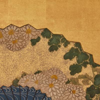 Pair of Japanese Six Panel Screens Mifune Matsuri River Fans Festival 