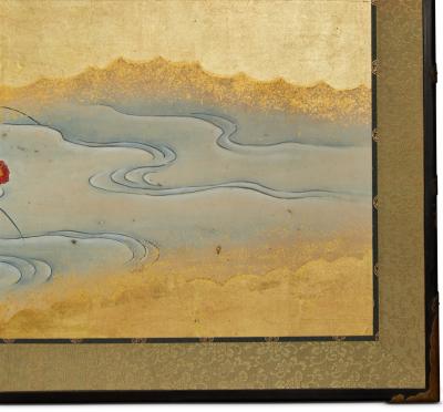 Pair of Japanese Six Panel Screens Spring into Summer Landscape