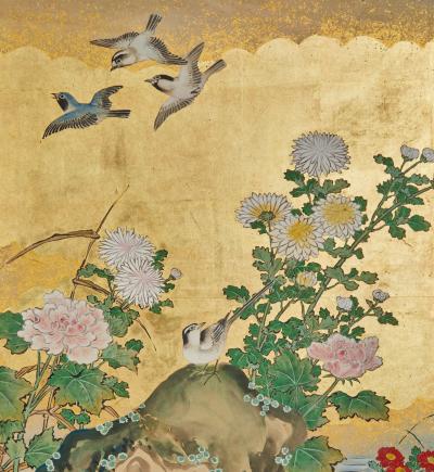 Pair of Japanese Six Panel Screens Spring into Summer Landscape