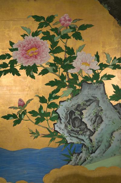 Pair of Japanese Six Panel Screens Winter Spring Summer and Fall