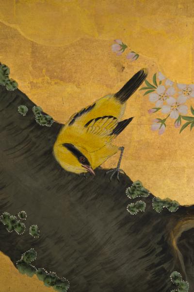 Pair of Japanese Six Panel Screens Winter Spring Summer and Fall