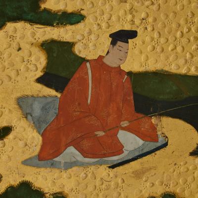 Pair of Japanese Six Panel Tale of Genji Screens