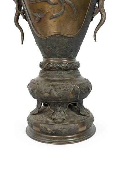 Pair of Japanese Style Bronze Palace Urns