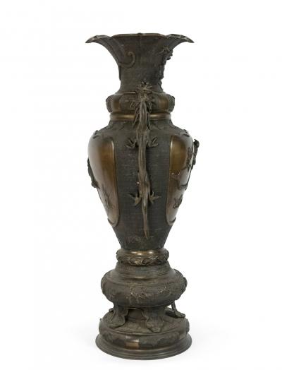 Pair of Japanese Style Bronze Palace Urns