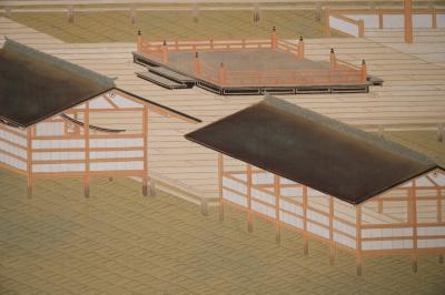 Pair of Japanese Two Panel Screens Itsukushima Shrine in Miyajima