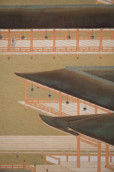 Pair of Japanese Two Panel Screens Itsukushima Shrine in Miyajima