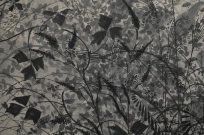 Pair of Japanese Two Panel Screens Moon Rising Through Autumn Grasses