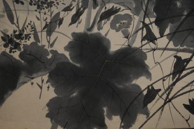 Pair of Japanese Two Panel Screens Moon Rising Through Autumn Grasses