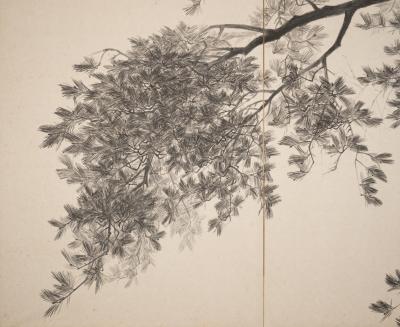 Pair of Japanese Two Panel Screens Murder of Crows