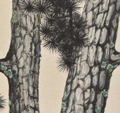 Pair of Japanese Two Panel Screens Pine Forest