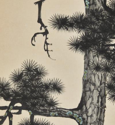 Pair of Japanese Two Panel Screens Pine Forest