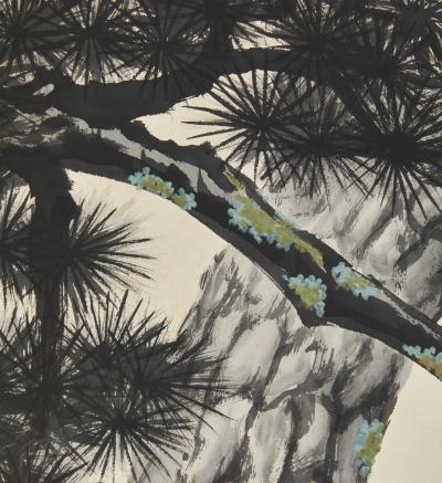 Pair of Japanese Two Panel Screens Pine Forest