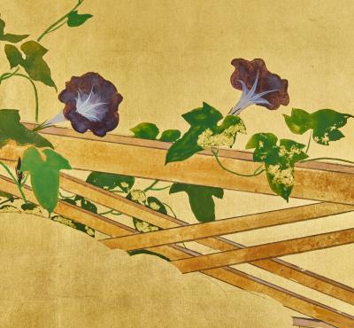 Pair of Japanese Two Panel Screens Private Garden