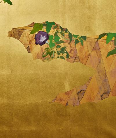 Pair of Japanese Two Panel Screens Private Garden