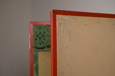 Pair of Japanese Two Panel Screens Sudari and Fans