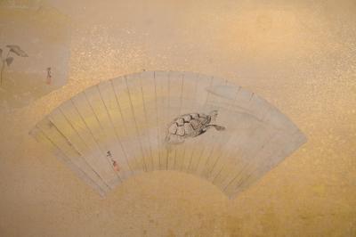 Pair of Japanese Two Panel Screens Sudari and Fans