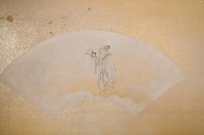 Pair of Japanese Two Panel Screens Sudari and Fans