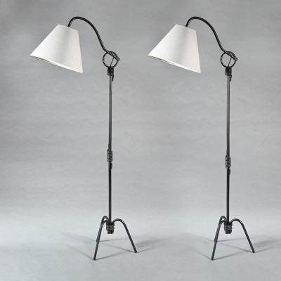 Pair of Jean Roy re Adjustable Iron Floor Lamp 1940