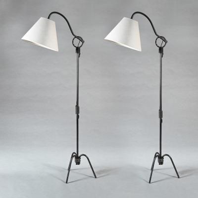 Pair of Jean Roy re Adjustable Iron Floor Lamp 1940