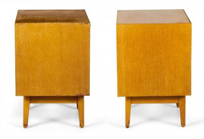 Pair of Jens Risom American Mid Century Blond Oak Bedside Table Commodes