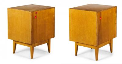 Pair of Jens Risom American Mid Century Blond Oak Bedside Table Commodes