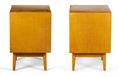 Pair of Jens Risom American Mid Century Blond Oak Bedside Table Commodes
