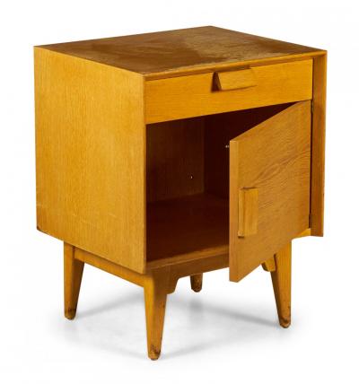 Pair of Jens Risom American Mid Century Blond Oak Bedside Table Commodes