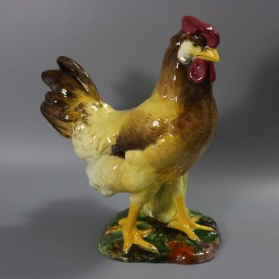 Pair of Jerome Massier Hen Rooster Vases