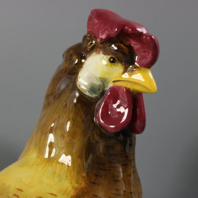 Pair of Jerome Massier Hen Rooster Vases